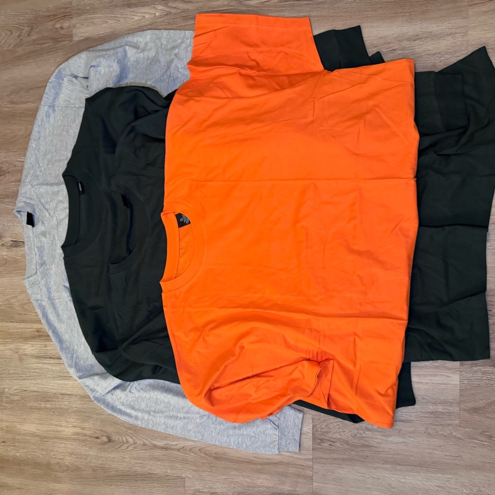 Orange, Black, and Gray T-Shirts 4XL 4 Shirt Bundle